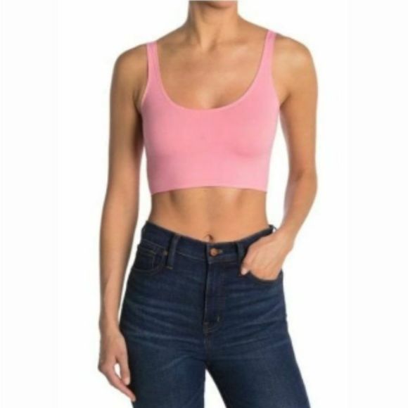 Topshop Sleeveless Cropped Tank in Pink - Picture 1 of 6